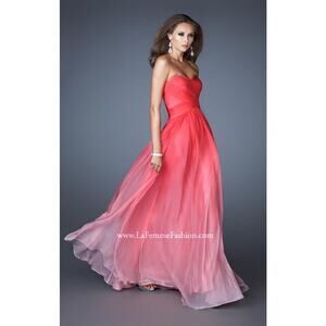 La Femme Strapless Gown Women's Pink Ombre Size 6